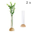 2pc Test Tube Stem Vase with Bamboo Base Set