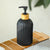 2pc Vertical Line Glass Soap Dispenser with Bamboo Tray