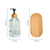 2pc Vertical Line Glass Soap Dispenser with Bamboo Tray