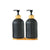 2pc Vertical Line Glass Soap Dispenser with Bamboo Tray