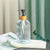 2pc Vertical Line Glass Soap Dispenser with Bamboo Tray