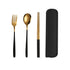 3pc Portable Gold Cutlery Set with Case