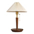 Vintage Pleated Table Lamp with Wooden Stand Pull-chain Switch