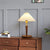 Vintage Pleated Table Lamp with Wooden Stand Pull-chain Switch