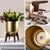 Gold Plant Pot with Wooden Stand