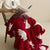 Knitted Red White Rabbit Throw Blanket